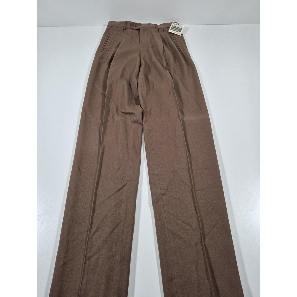 VTG Tundra Dress Pants Mens 30x36 Brown Wool Pleated Flexi-Twill Stretch NWT